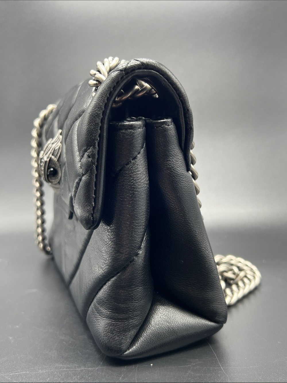 Kurt Geiger London Black Leather Kensington Mini Crossbody Eagle Head Chain Bag - Picture 9 of 12